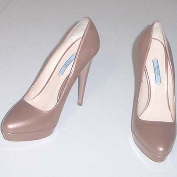 PRADA classic taupe dress pump platform 40.5 shoes - Picture 4 of 4